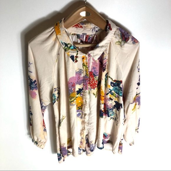 Free People Tops - Free People XS floral cream Button Down Shirt top